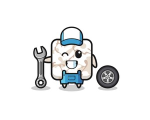 the ceramic tile character as a mechanic mascot
