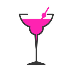 martini glass Logo Icon Pink cocktail glass Flat Pictogram Symbol 