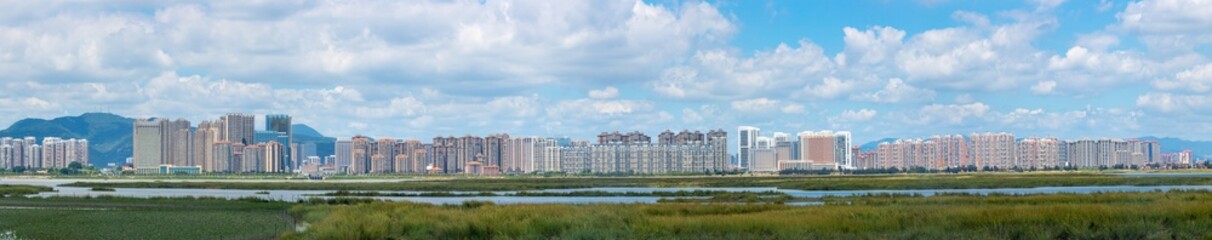 panorama of the city of the river