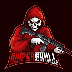 sniper ghost mascot logo gaming vector illustration
