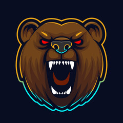 head bear angry , mascot esports logo vector illustration