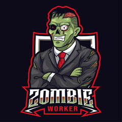 zombie worker mascot logo vector