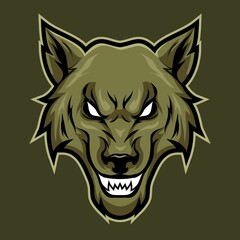 head wolf angry animal mascot for sports and esports logo vector illustration