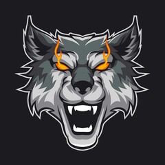 head wolf angry animal mascot for sports and esports logo vector illustration