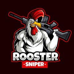 rooster sniper mascot logo gaming vector illustration © Ilhustrator