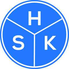 HSK letter logo design on black background. HSK  creative initials letter logo concept. HSK letter design.