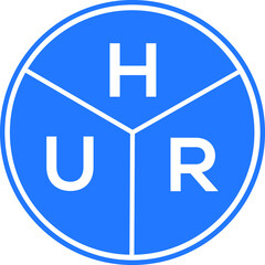 Obraz premium HUR letter logo design on black background. HUR creative initials letter logo concept. HUR letter design.