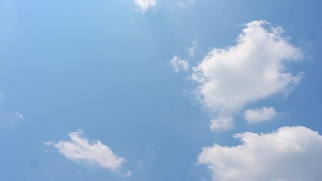 Timelapse of beautiful blue sky and white cloud with 4k resolution. The environment in the natural world.