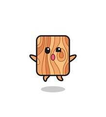 plank wood character is jumping gesture
