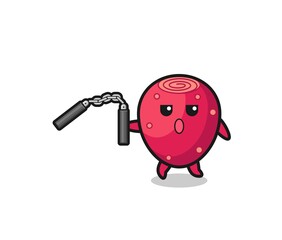 cartoon of prickly pear using nunchaku
