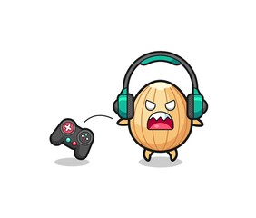 almond gamer mascot is angry