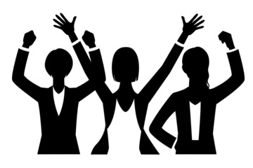 Silhouette of the women  to raise both hands