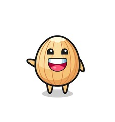 happy almond cute mascot character