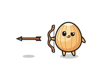 Obraz premium illustration of almond character doing archery