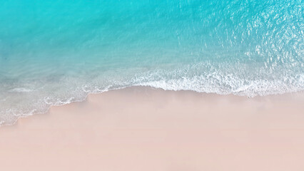 Fototapeta na wymiar Aerial view beach wave on tropical sea in summer time background