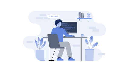 Flat illustration of programmer