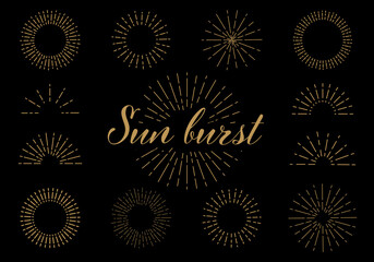 太陽線のベクターイラストセット(Sunburst decoration set)