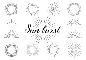 太陽線のベクターイラストセット(Sunburst decoration set)