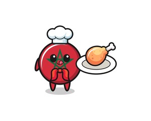 morocco flag fried chicken chef cartoon character