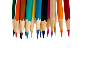 A group of colorful pencils on white background