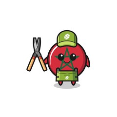 cute morocco flag as gardener mascot