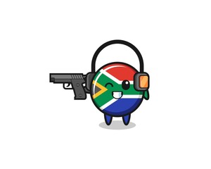 Obraz na płótnie Canvas illustration of south africa flag cartoon doing shooting range