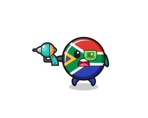 Fototapeta na wymiar cute south africa flag holding a future gun