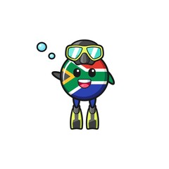 the south africa flag diver cartoon character