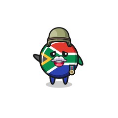 cute south africa flag as veteran cartoon