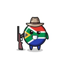 south africa flag hunter mascot holding a gun