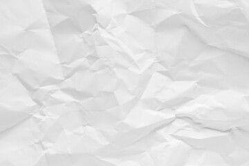 White crumpled paper texture background.