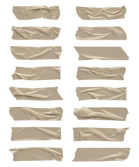 Realistic adhesive tape collection Sticky scotch tape of different sizes. Vector illustration.