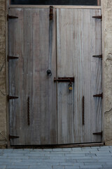 old wooden door closed