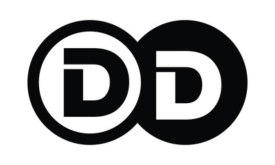 DD two letter monogram type swoosh letter logo design vector template.