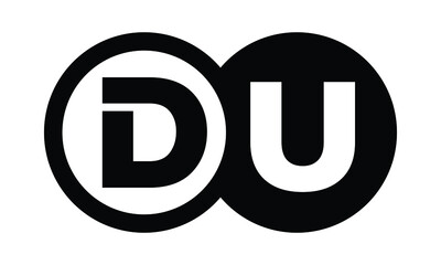 DU two letter monogram type swoosh letter logo design vector template.