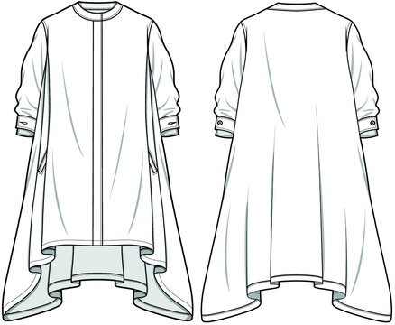 Premium Vector  Dress fashion flat sketch template