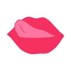 lips with pink lipstick icon. mouth vector illustration hand drawn in cartoon style.