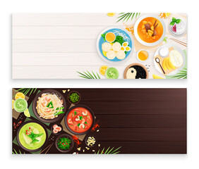 Thai Cuisine Food Flat Banners