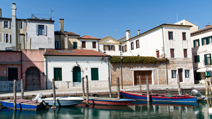 Fototapeta na wymiar Old palace of old town of Chioggia. Also known as the little Venice of Italy.