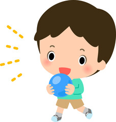 ボールを持った笑顔の男の子