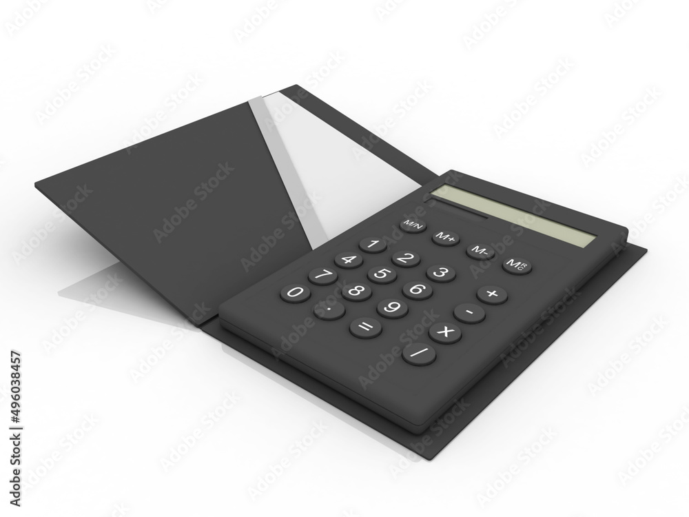 Poster 3d rendering calculator isolated