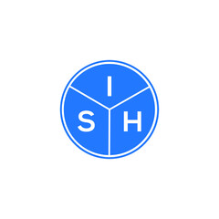 ISH letter logo design on White background. ISH creative Circle letter logo concept. ISH letter design. 

