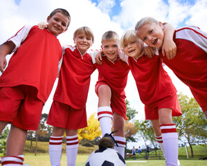 The field holds promise. Shot of a childrens soccer team.