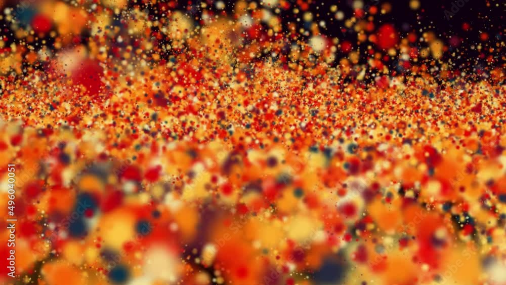 Poster magical glowing particles flow with bokehs and lights seamles background loop.