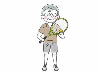 年配の男性テニスプレイヤー
