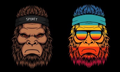 Bigfoot cool wearing a headband vector illustration