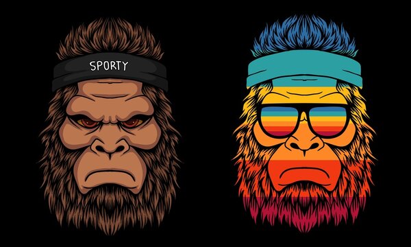 Bigfoot cool wearing a headband vector illustration