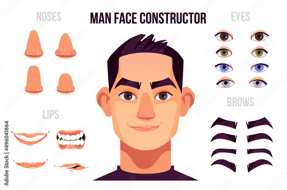 Wall mural Man Face Constructor Elements