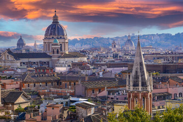 Fototapeta na wymiar Aerial panoramic cityscape of Rome, Italy, High quality photo