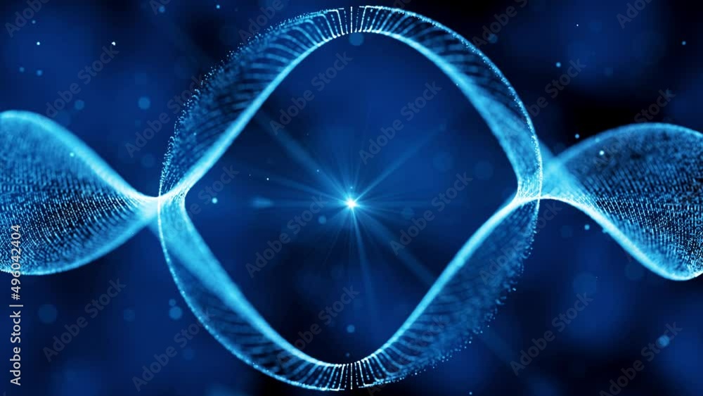 Poster abstract motion view blue shiny digital space blurry focus hole twisted dotted lines with cloudy haz